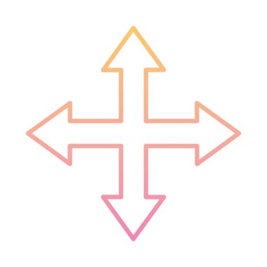 Dört yönlü oklar gradyan biçim ikon vektör tasarımı