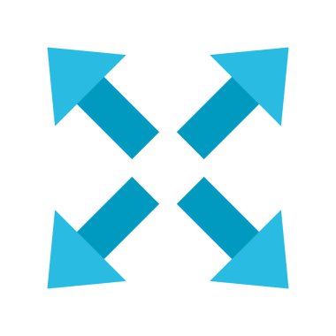 Dört yönlü oklar düz biçim ikon vektör tasarımı