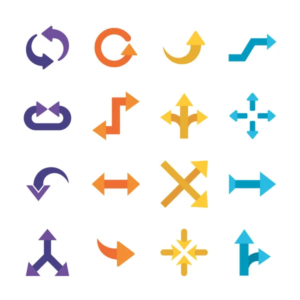 Flechas de estilo plano colección de iconos de diseño de vectores — Vector de stock