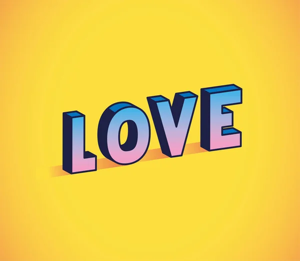 Amor letras en el diseño de vector de fondo amarillo — Vector de stock