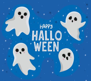 Cadılar Bayramı hayaletleri vektör tasarımı