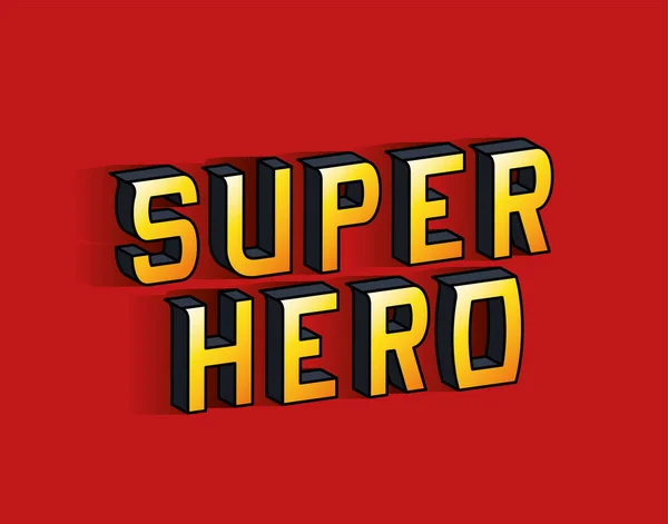 Super héroe letras en el diseño de vectores de fondo rojo — Vector de stock