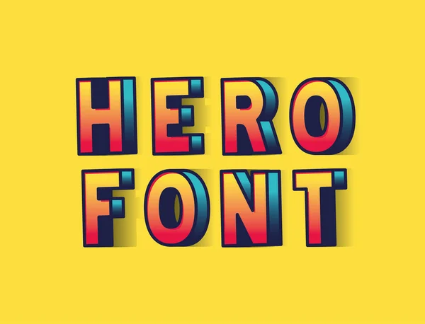 Hero font lettering on yellow background vector design — Stock Vector