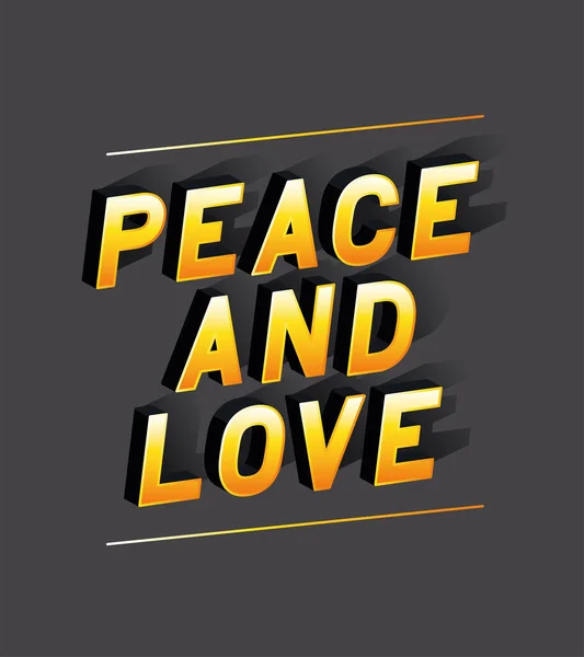 Peace and love lettering vector design — Stock Vector