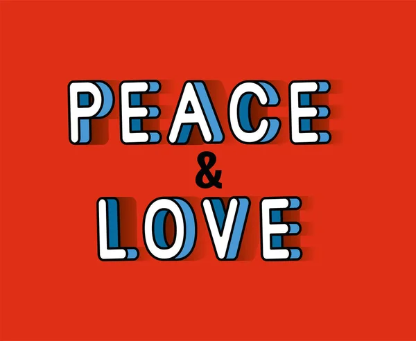 Peace and love lettering on red background vector design — Stock Vector