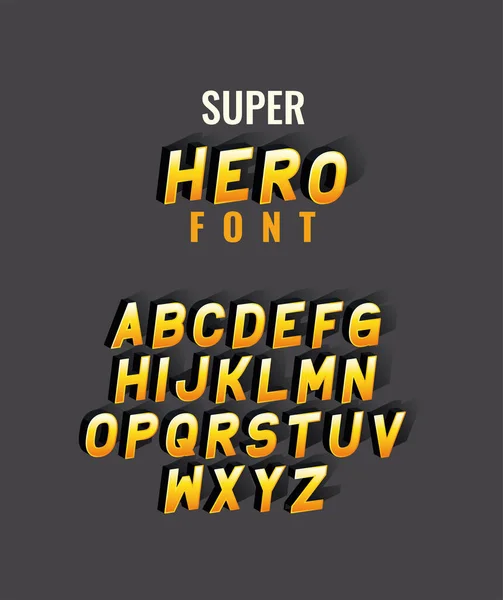 Superhelden-Schrift mit Alphabet auf grauem Hintergrund — Stockvektor
