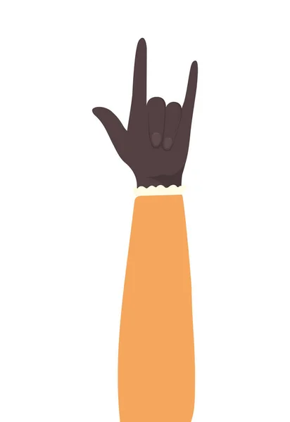Rock sign with black hand vector design — Stock Vector