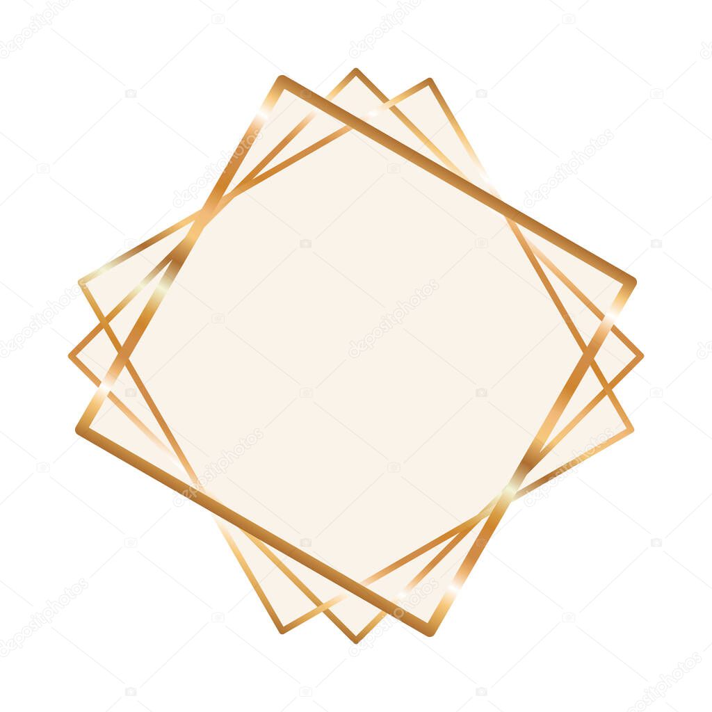 gold ornament frame in diamond shaped vector design