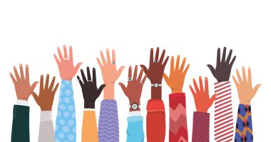 Farklı türde deri vektör tasarımında elleri aç