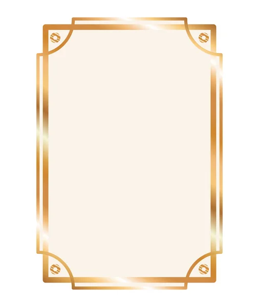 Gold ornament frame in rectangle shaped vector design — Stock Vector