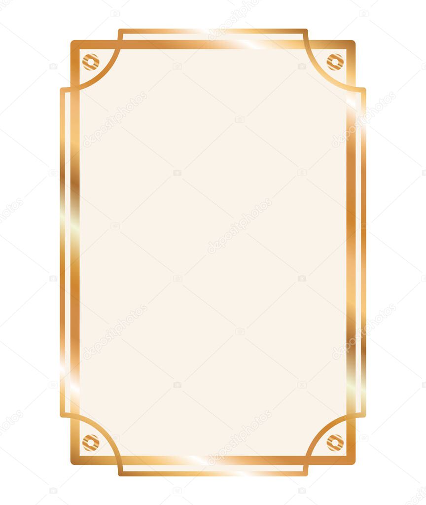 gold ornament frame in rectangle shaped vector design