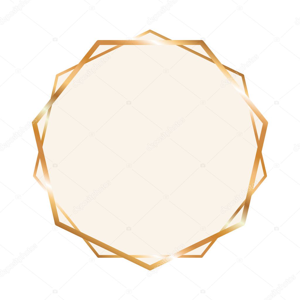 gold ornament frame in circle shaped vector design