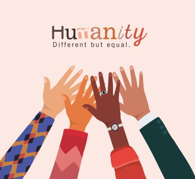 humanity different but equal and diversity hands touching each other vector design clipart