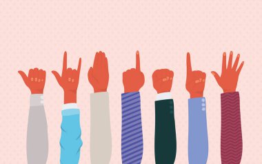 Farklı türde deri vektör tasarımında eller yukarı