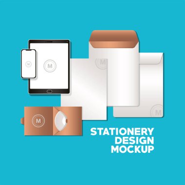 akıllı telefon ve markalaşma modelleme vektör tasarımlı tablet