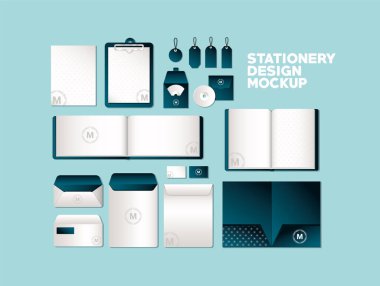 Çantalar ve kupalar koyu yeşil markalaşma vektör tasarımlı.