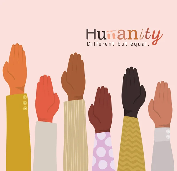 人类不同，但平等和多样性张开手矢量设计 — 图库矢量图片