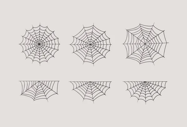 Halloween spiderwebs conjunto de design vetorial — Vetor de Stock