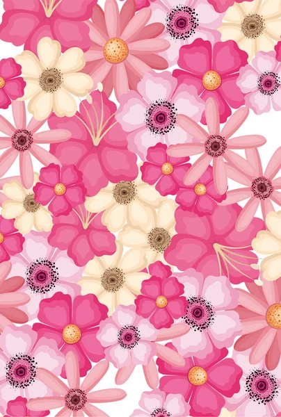 Roze paarse en gele bloemen achtergrond vector ontwerp — Stockvector