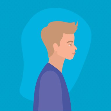 Sarışın adam çizgi filmi yan görünüm vektör tasarımında