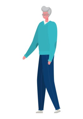 Kazaklı ve gözlüklü yaşlı adam çizgi filmi.