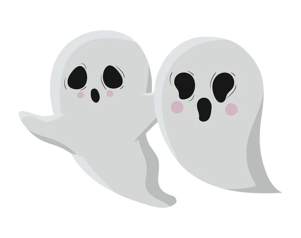 Halloween fantômes dessins animés conception vectorielle — Image vectorielle
