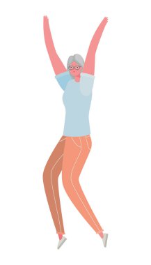 Son sınıf kadın çizgi film sıçrama vektörü tasarımı