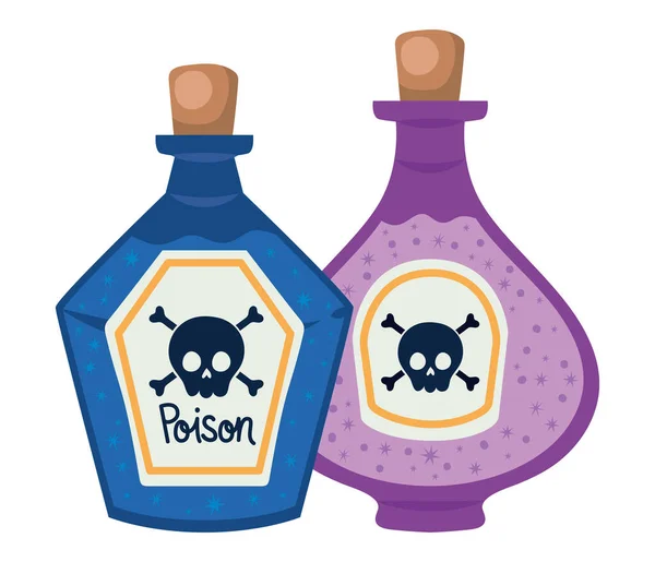 Halloween venenos botellas vector de diseño — Archivo Imágenes Vectoriales