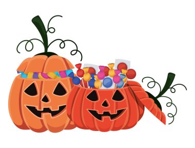 Cadılar Bayramı balkabakları Şekerleme vektör tasarımlı karikatürler