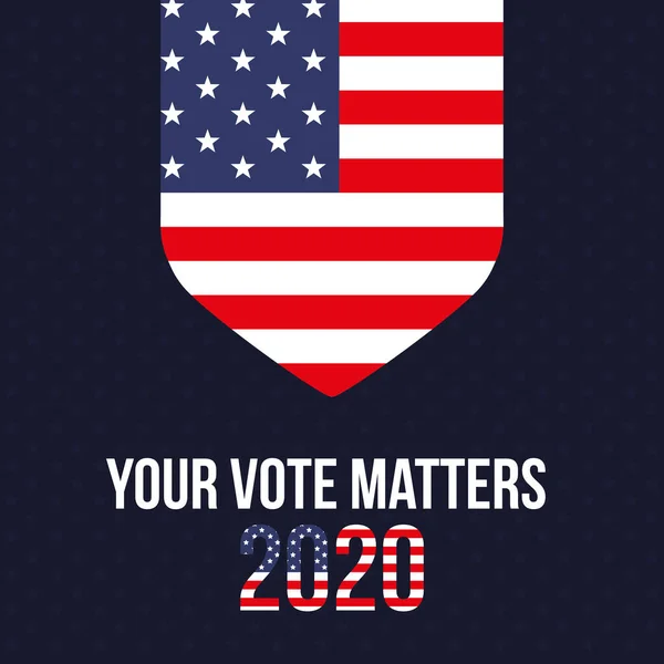 Uw stem telt 2020 met de Amerikaanse vlag vector ontwerp — Stockvector