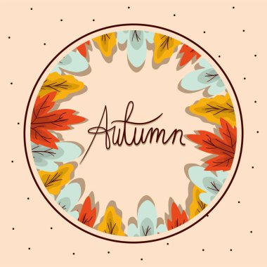 Çember vektör tasarımında sonbahar yaprakları