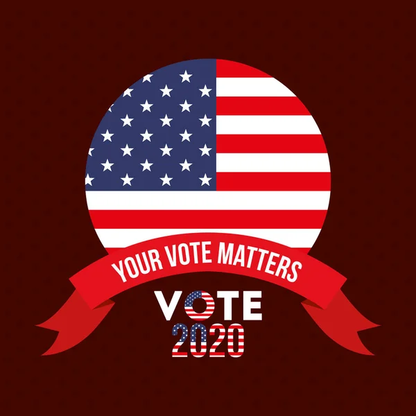 您的投票事项2020与美国印章和丝带矢量设计 — 图库矢量图片