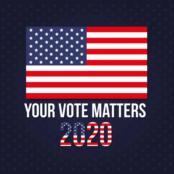 Ваш голос имеет значение 2020 с векторным дизайном американского флага — стоковый вектор