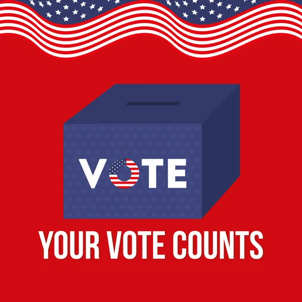Your vote counts with box and usa flag vector design — Stock Vector