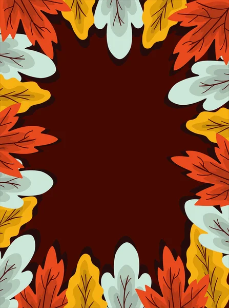 Sonbahar yaprakları çerçeve vektör tasarımı — Stok Vektör