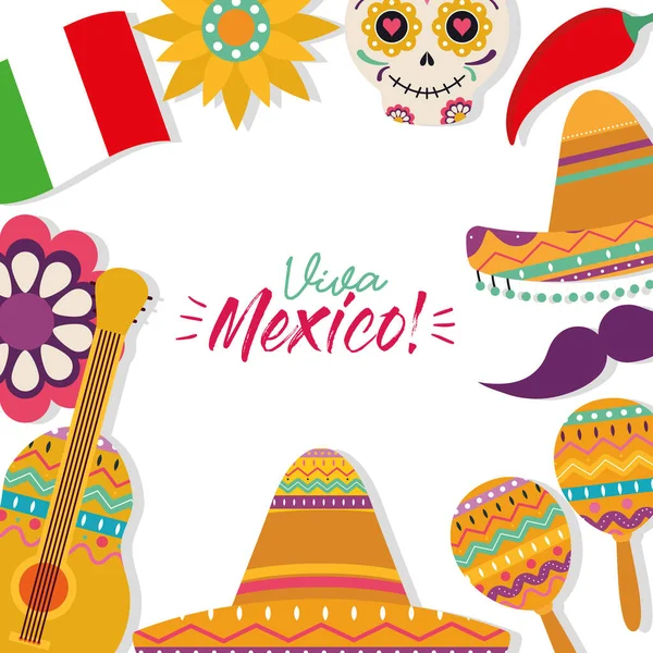 Ícone moldura mexicana definir design vetorial —  Vetores de Stock