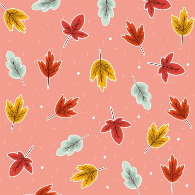 Pembe arkaplan vektör tasarımında sonbahar yaprakları
