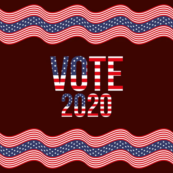 Ψηφοφορία 2020 με σχεδιασμό φορέα σημαία ΗΠΑ — Διανυσματικό Αρχείο