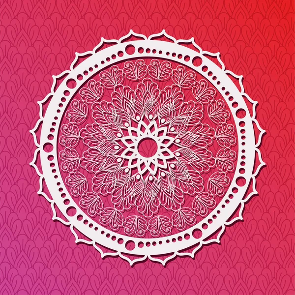 Mandala bianco su sfondo rosa disegno vettoriale — Vettoriale Stock
