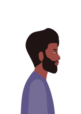 yan görüş vektör tasarımında siyah adam karikatürü