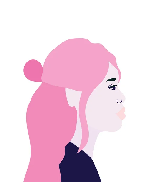 Женщина мультфильм в вид сбоку в розовый цвет векторный дизайн — стоковый вектор