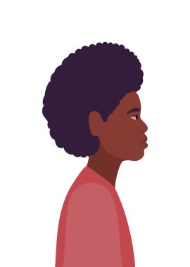 siyah ve afro adam çizgi filmi yan görüş vektör tasarımında