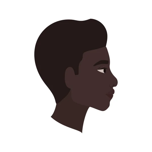Hombre negro de dibujos animados en la vista lateral de diseño de vectores — Vector de stock