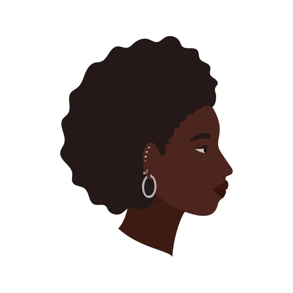 Fekete és afro nő rajzfilm oldalnézetben vektor tervezés — Stock Vector