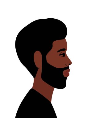 yan görüş vektör tasarımında siyah adam karikatürü