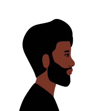 yan görüş vektör tasarımında siyah adam karikatürü