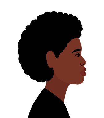 siyah ve afro adam çizgi filmi yan görüş vektör tasarımında