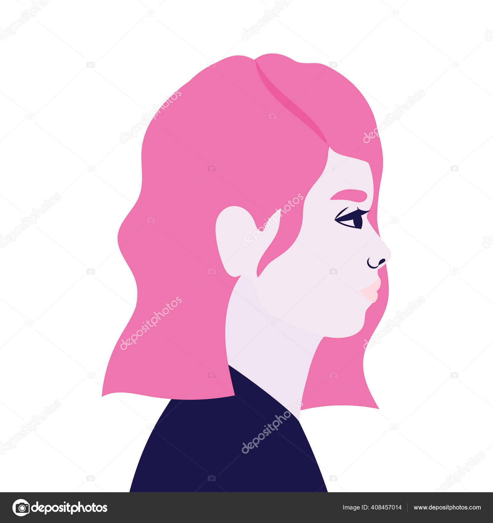 Woman cartoon in side view in pink color vector design Stock Vector Image  by ©grgroupstock #408457014