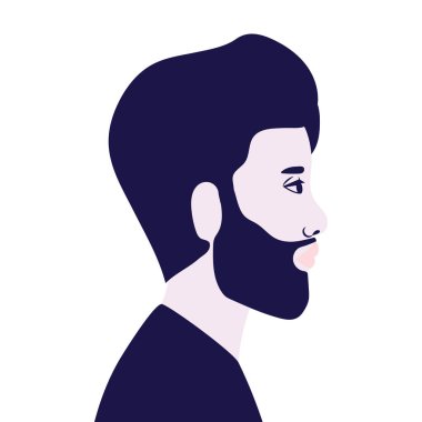 Yan görüş vektör tasarımında sakallı adam çizgi filmi