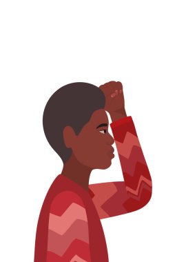 Yan görüş vektör tasarımlı siyah adam çizgi filmi